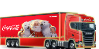 caminhão Scania R500 6X2 da Caravana Iluminada de Natal Coca-Cola